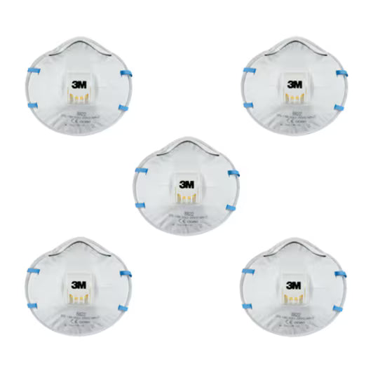 3M™ Stofmasker voor handmatig en machinaal schuren 8822, FFP2, ventiel, 5/pak