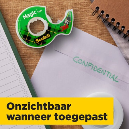 Scotch® Magic™ Onzichtbaar plakband, 3 rollen, 19 mm x 25 m + 1 plakbandhouder Gratis