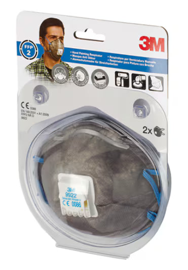 3M™ Fijnstof- en geurenmasker, 9922CLP2, Bescherming Bij Schilderwerken, Heldere Glazen, 1 bril