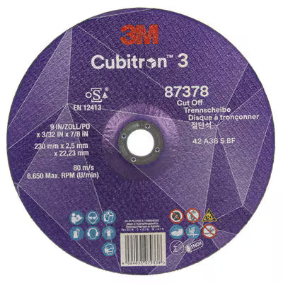 3M™ Cubitron™ 3 doorslijpschijf, 87378, 36+, T42, 230 mm x 2,5 mm x 22,23 mm, EN, 25/verpakking, 50 stuks/doos