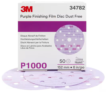 3M™ Hookit™ Purple Finishing Film Schuurschijf 260L, 150 mm, 17 Gaten, P1000, 34782