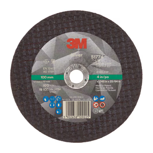 3M™ Silver Doorslijpschijf, T41, 100 mm x 1 mm x 10 mm
