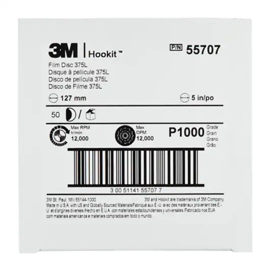 3M™ Hookit™ Film Schuurschijf 375L, 150 mm, 15 Gat, P1500, PN86706