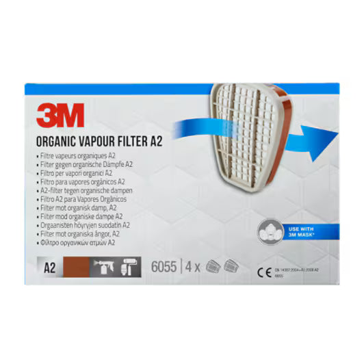 3M™ Filter tegen organische dampen 6055, A2 voor 6000‑ en 6500-serie, 4 pr/pak