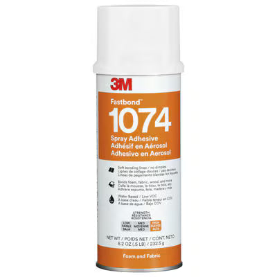 3M™ Fastbond™ Schuim- en textiellijm op waterbasis 1074, laag VOC-gehalte <6%, neutraal, nettogewicht 8,2 oz, 6 blikken/doos