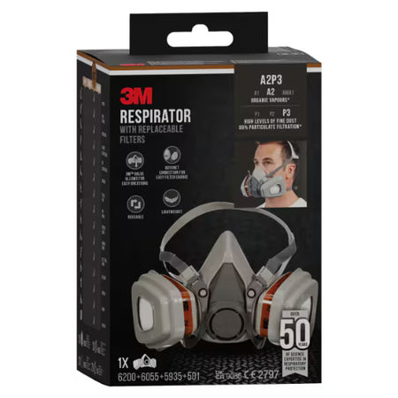 3M™ Stofmasker voor verfspuiten 6002, A2P3, 1 set