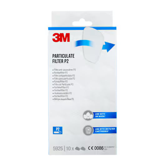 3M™ Fijnstoffilter 5925, P2 voor 6000‑ en 6500-serie 10 pr/pak