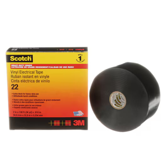 Scotch® 22 Vinyl Vinyl Electro-Isolatieband, Zwart, 50 mm x 33 m, 0,25 mm