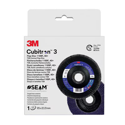 3M™ Cubitron™ 3 Lamellenschijf 1169F, 40+, T29-Conical, 115 mm x 22.23 mm, 1/Pack, 10 ea/Case, Sample Pack