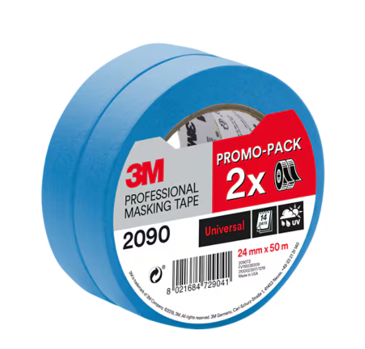 ScotchBlue™ Multi-oppervlak Afplaktape 2090, 24 mm x 50 m, 2 Rollen/Verpakking, 100% PEFC, SGSCH-PEFC-COC-110078