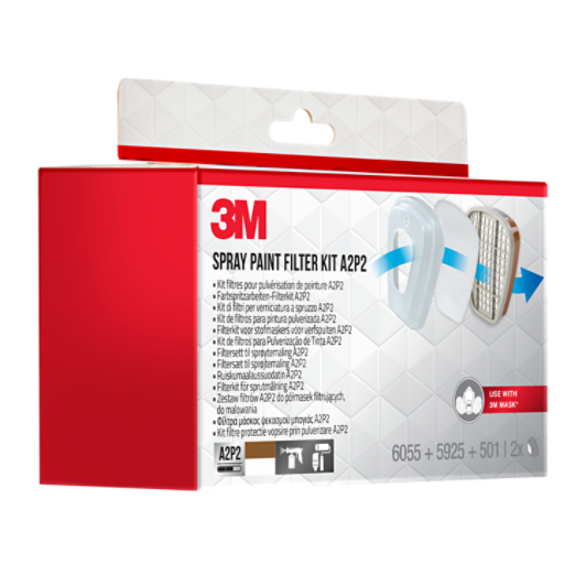 3M™ Filterset voor maskers uit de 6000-serie, 6002BC1, A2P2, (2 x 6055 A2 + 2 x 5925 P2 + 2 x 501-houder), 4-pak/CV