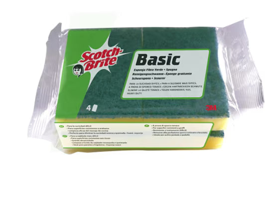 Scotch-Brite® Basic schuurspons met nagelbescherming, 4 per verpakking