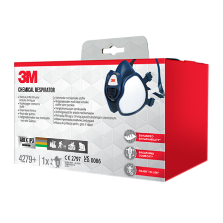3M™ Maintenance Free Half Mask Respirator, 4279+, FFABEK1P3 D Filters, 1/Pack