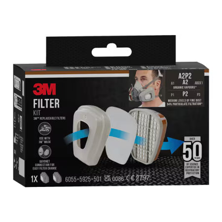3M™ Filterset 6002-1, A2P2 organische dampen (2x6055, 2x5925, 2x501)
