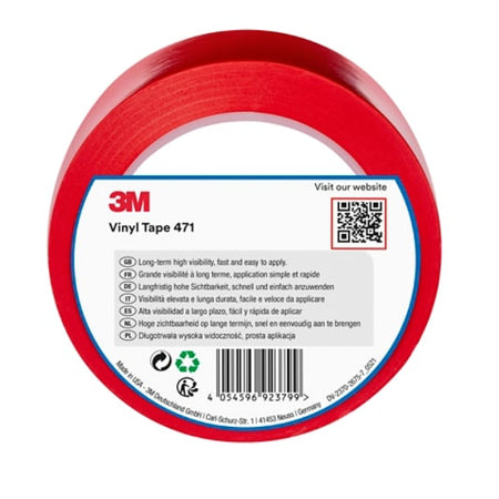 3M™ Vinyl Tape 471, Rood, 50 mm x 33 m, 0.14 mm, Individueel en handig verpakt