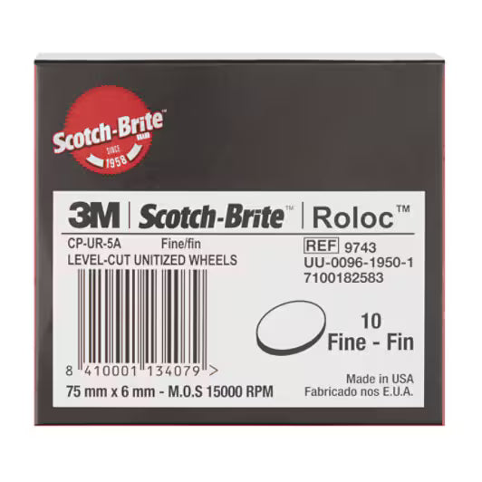 Scotch-Brite™ Roloc™+ Cut and Polish Unitised Wiel CP-UR, 75 mm x 6 mm x 10 mm, 5A FIN