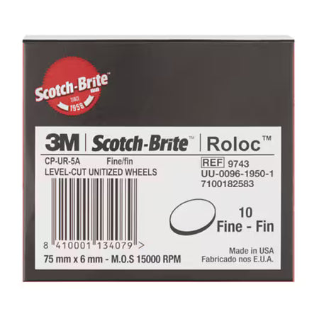 Scotch-Brite™ Roloc™+ Cut and Polish Unitised Wiel CP-UR, 75 mm x 6 mm x 10 mm, 5A FIN