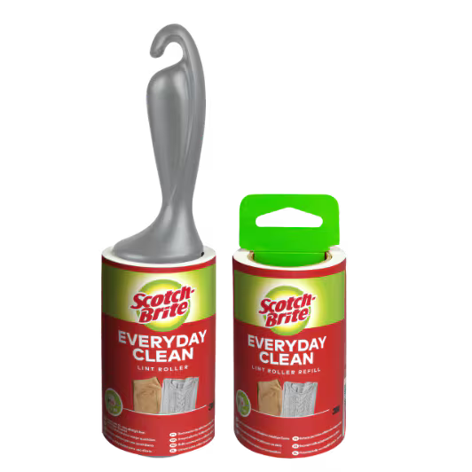 Scotch-Brite™ Everyday Clean pluizenkleefroller voor dagelijks gebruik + pluizenkleefroller voor dagelijks gebruik navulling, 56 vellen per stuk, 1/Verpakking