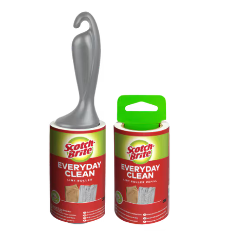 Scotch-Brite™ Everyday Clean pluizenkleefroller voor dagelijks gebruik + pluizenkleefroller voor dagelijks gebruik navulling, 56 vellen per stuk, 1/Verpakking
