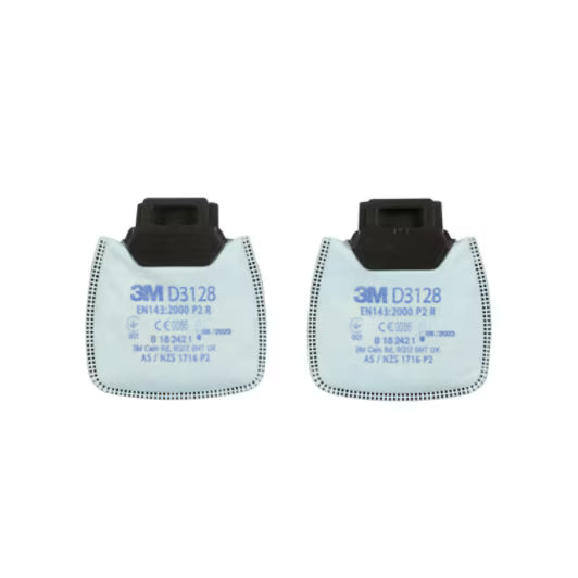 3M™ Secure Click™ Deeltjesfilter tegen hinderlijke niveaus van organische dampen/zure gassen en ozon tot 10x OEL, P2 R, D3128