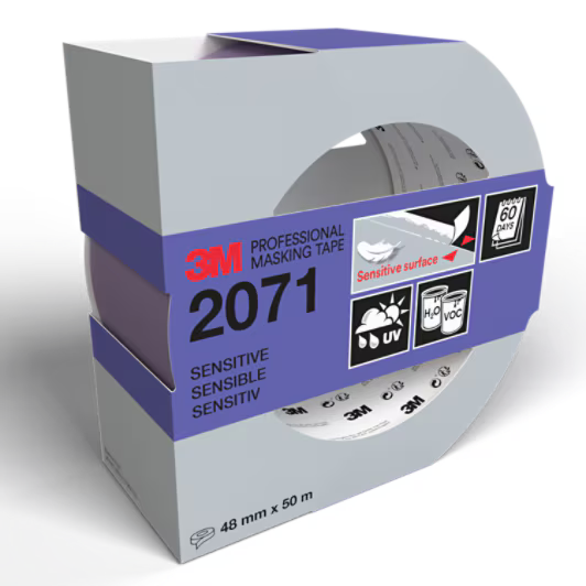 3M™ Professionele maskeertape 2071, Gevoelige oppervlakken, 48 mm x 50 m, 1 rol/verpakking, 100% PEFC, SGSCH-PEFC-COC-110078