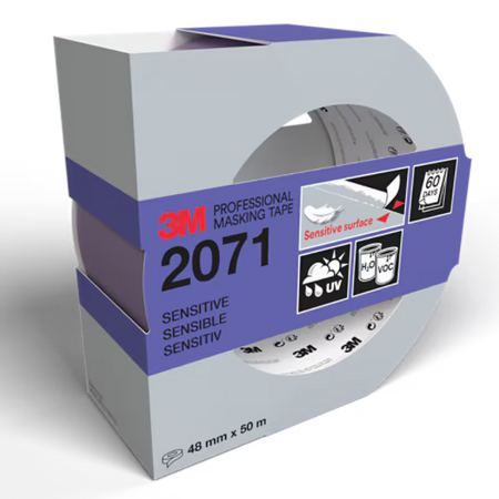 3M™ Professionele maskeertape 2071, Gevoelige oppervlakken, 48 mm x 50 m, 1 rol/verpakking, 100% PEFC, SGSCH-PEFC-COC-110078