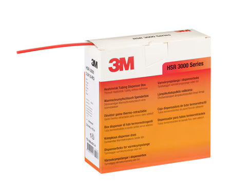 3M™ HSR 3000 Dunwandige Warmtekrimpkousbuis op Minirol, Rood, 3/1 mm, 10 m, Dispenserdoos
