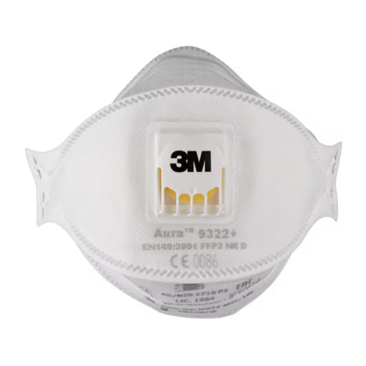 3M™ Aura™ Comfort Cool Flow™ Stofmasker 9322+, FFP2, met ventiel, 10/verpakking