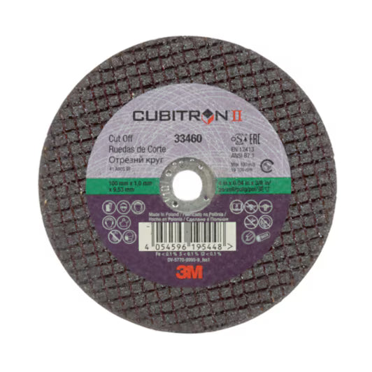 3M™ Cubitron™ II Doorslijpschijf 100 mm x 1 mm x 9,53 mm, 33460