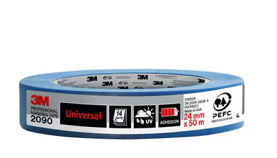 3M™ Professionele maskeertape 2090, Verschillende oppervlakken, 24 mm x 50 m, 1 rol/verpakking, 100% PEFC SGSCH-PEFC-COC-110078