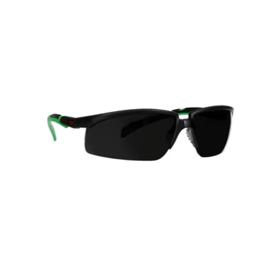 3M™ Solus™ 2000 Veiligheidsbril, zwart/groen frame, antikras+ (K), IR 5.0 grijze lenzen, S2050ASP-BLK, 20/doos