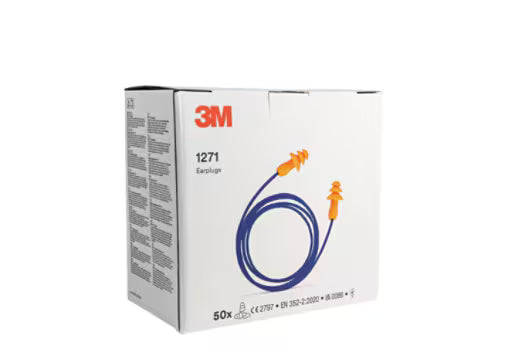 3M™ 1271 oordoppen, herbruikbare met koord, 1 paar/pillow-pack, 50 paar/doos