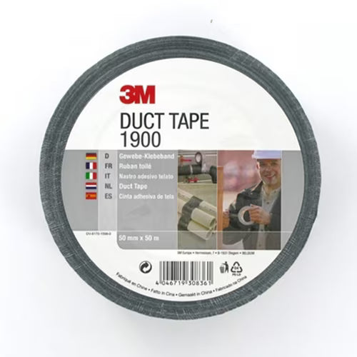 3M™ Economy Duct Tape 1900, Zwart, 50 mm x 50 m, 0.17 mm