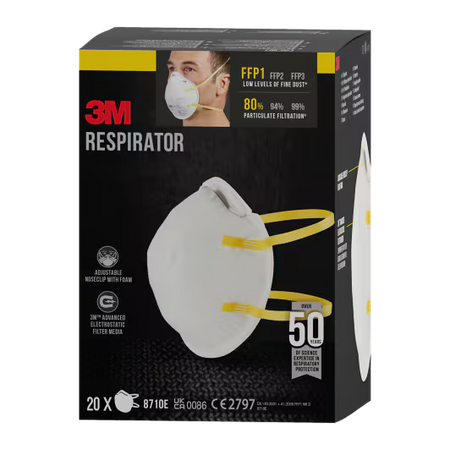3M™ Stofmasker 8710E, FFP1, zonder ventiel, 20/verpakking