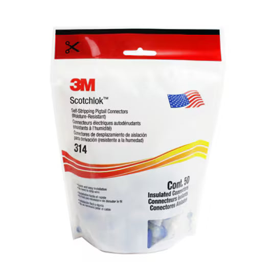 3M™ Scotchlok™ IDC Connector 314, zelfstrippend, Blauw, 0.5 - 1.5 mm², 50 per zakje, 500 /Geval