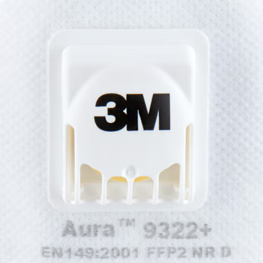 3M™ Aura™ Stofmasker voor handmatig en machinaal schuren 9322+, FFP2, ventiel, 2/pak
