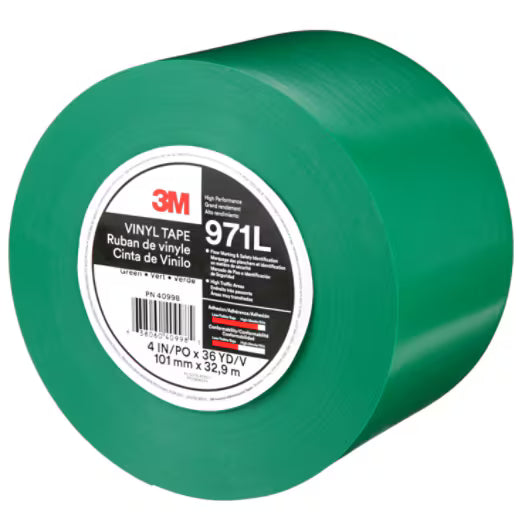 3M™ Duurzame vloermarkeringstape 971L, Green, 101.6 mm x 33 m, 0.43 mm, Individually Wrapped Conveniently Packaged