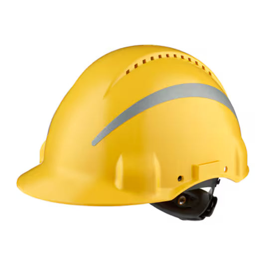 3M™ Veiligheidshelm, Uvicator, ratelverstelling, ventilatie, reflecterend, kunststof zweetband, geel, G3000NUV-R-GU