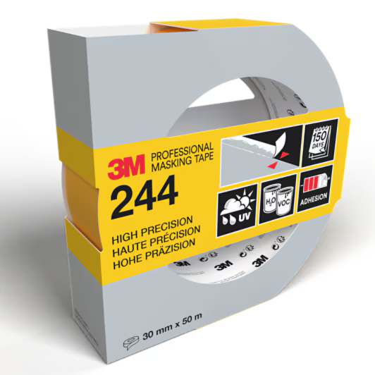 3M™ Professionele maskeertape 244, Verschillende oppervlakken, 30 mm x 50 m, 1 rol/verpakking, 100% PEFC, SGSCH-PEFC-COC-110078