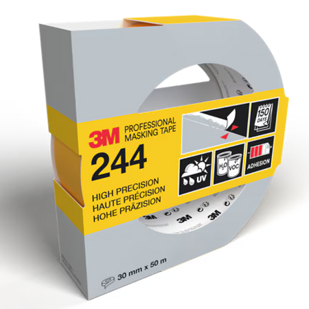 3M™ Professionele maskeertape 244, Verschillende oppervlakken, 30 mm x 50 m, 1 rol/verpakking, 100% PEFC, SGSCH-PEFC-COC-110078