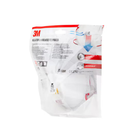 3M™ Stofmasker voor isolatiemateriaal en hardhout 8833C2, FFP3, met ventiel, 2/Pak