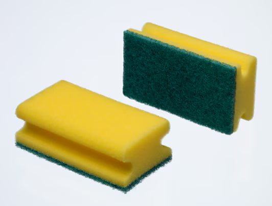 3M™ Synthetische schuurspons met handgreep 24D, Geel/Groen, 70 mm x 130 mm, 10/Pak