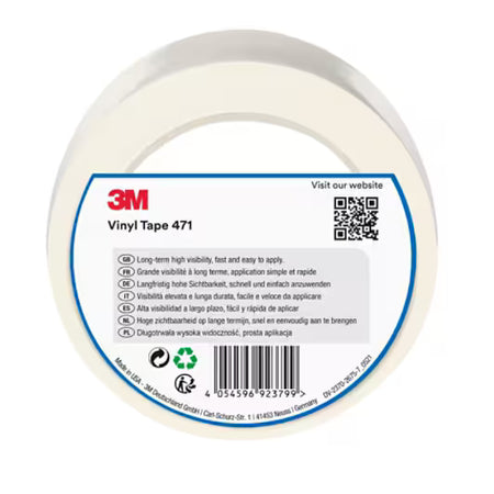 3M™ Vinyl Tape 471, Wit, 50 mm x 33 m, 0.14 mm, Individueel en handig verpakt