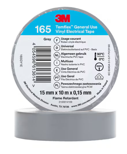 3M™ Temflex™ Vinyl isolatietape 165, Grijs, 15 mm x 10 m