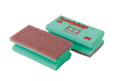 Scotch-Brite™ Schuursponzen voor Delicate Oppervlakken 58, Beige/Groen, 70 mm x 130 mm, 10/Pak