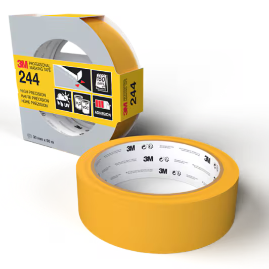 3M™ Professionele maskeertape 244, Verschillende oppervlakken, 30 mm x 50 m, 1 rol/verpakking, 100% PEFC, SGSCH-PEFC-COC-110078