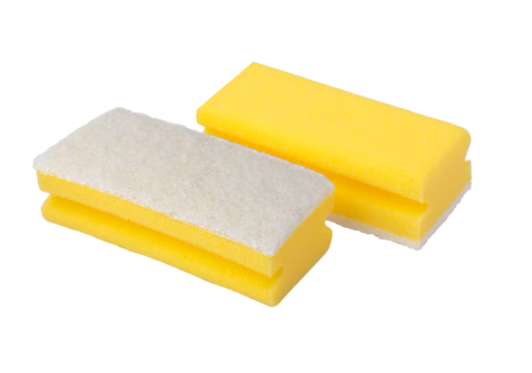 Scotch-Brite™ Synthetische spons met handgreep 107, Geel/Wit, 70 mm x 130 mm, 10/Pak