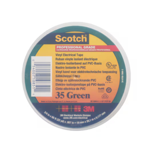 Scotch® 35 Vinyl Electro-Isolatieband, Groen, 19 mm x 20 m, 0,18 mm