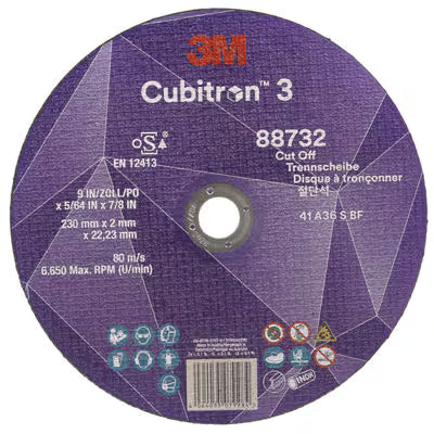 3M™ Cubitron™ 3 doorslijpschijf, 88732, 36+, T41, 230 mm x 2 mm x 22,23 mm, EN, 25/verpakking, 50 stuks/doos