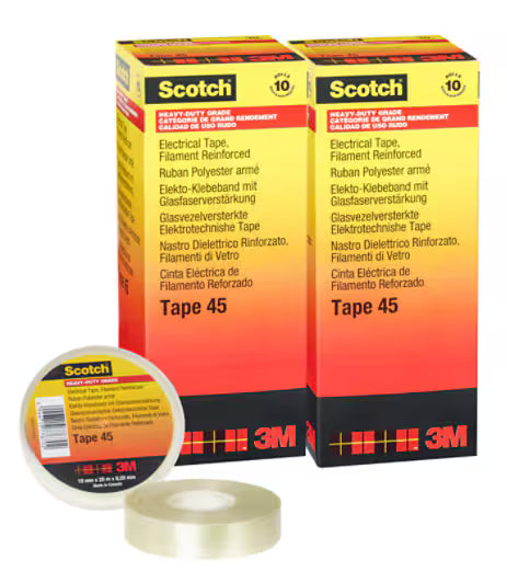 Scotch® 45 Polyester Tape, glasvezel versterkt, Transparant, 19 mm x 20 m, 0,2 mm